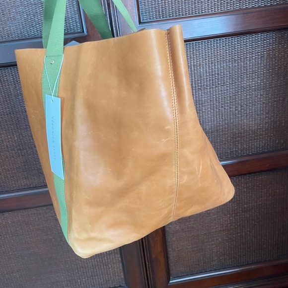 Veronica Beard Corroon Big Daddy Tan Leather Large Tote Bag - Picture 6 of 13